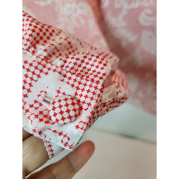 Vintage Notations Red White Button Front Blouse Size 8 Long Sleeve Retro 80s‎ - Picture 6 of 6